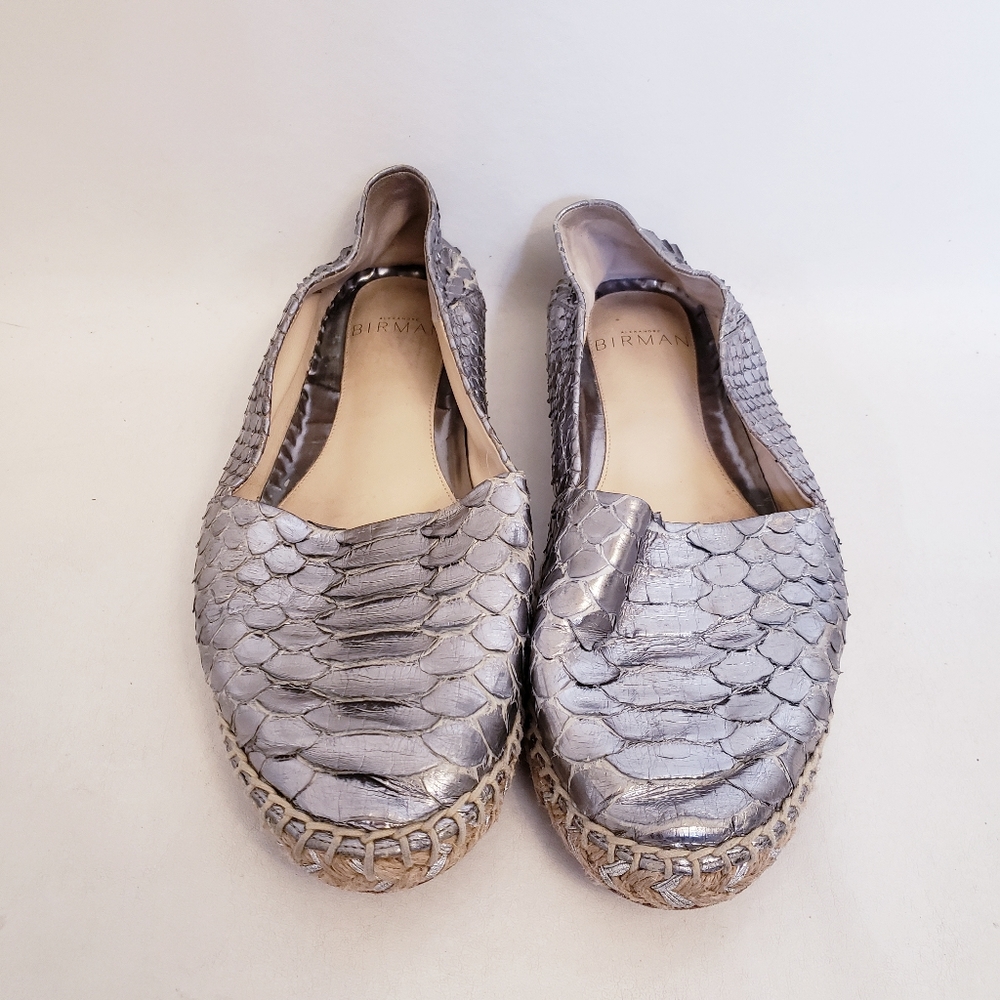 Alexandre Birman Silver Python Flat Espadrilles, … - image 3